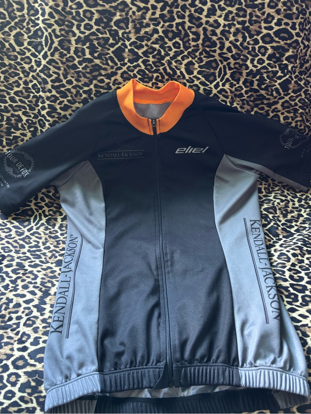 Eliel Black and Gray Cycling Jacket with Orange Collar